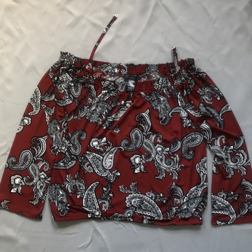 INC Paisley Peasant Top, size Large